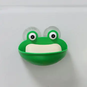 Мультяшный Зеленый Лягушачий держатель для мыла, настенная полка-присоска со сливным поддоном, Симпатичный ящик для хранения мыла, кухонные принадлежности для ванной комнаты