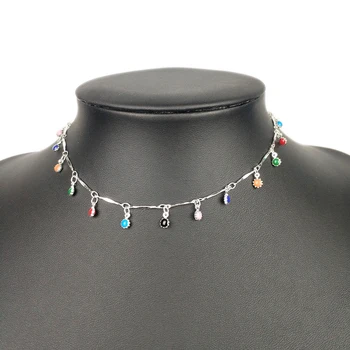 Новое панк-ожерелье для женщин, Очаровательное ожерелье с цепочкой из разноцветных камней, вечерние ювелирные изделия ручной работы, Женское ожерелье