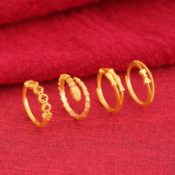 Роскошные обручальные кольца золотого цвета для женщин, не тускнеющие банты, Клевер, Змеиная форма, Свадебные женские украшения, ее подарки